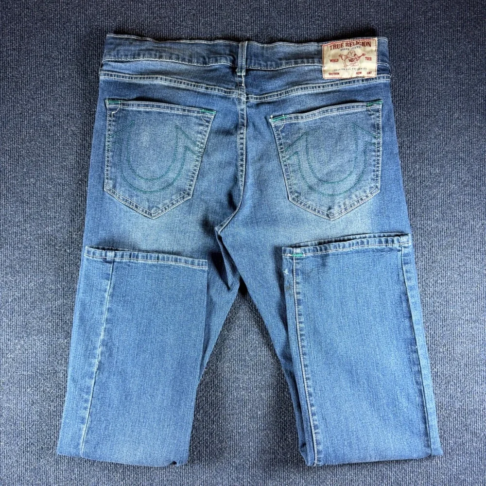 True Religion Ricky Relaxed Straight Jeans Mens 34x30 Blue Denim